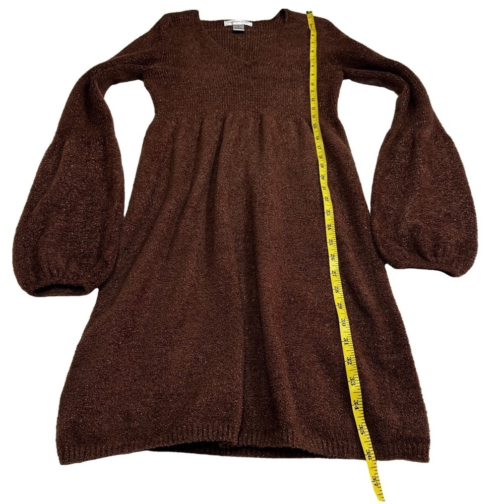 Newport News Brown Metallic Dress Size Small Balloon Sleeves Fit and Flare NWOT - Picture 11 of 13